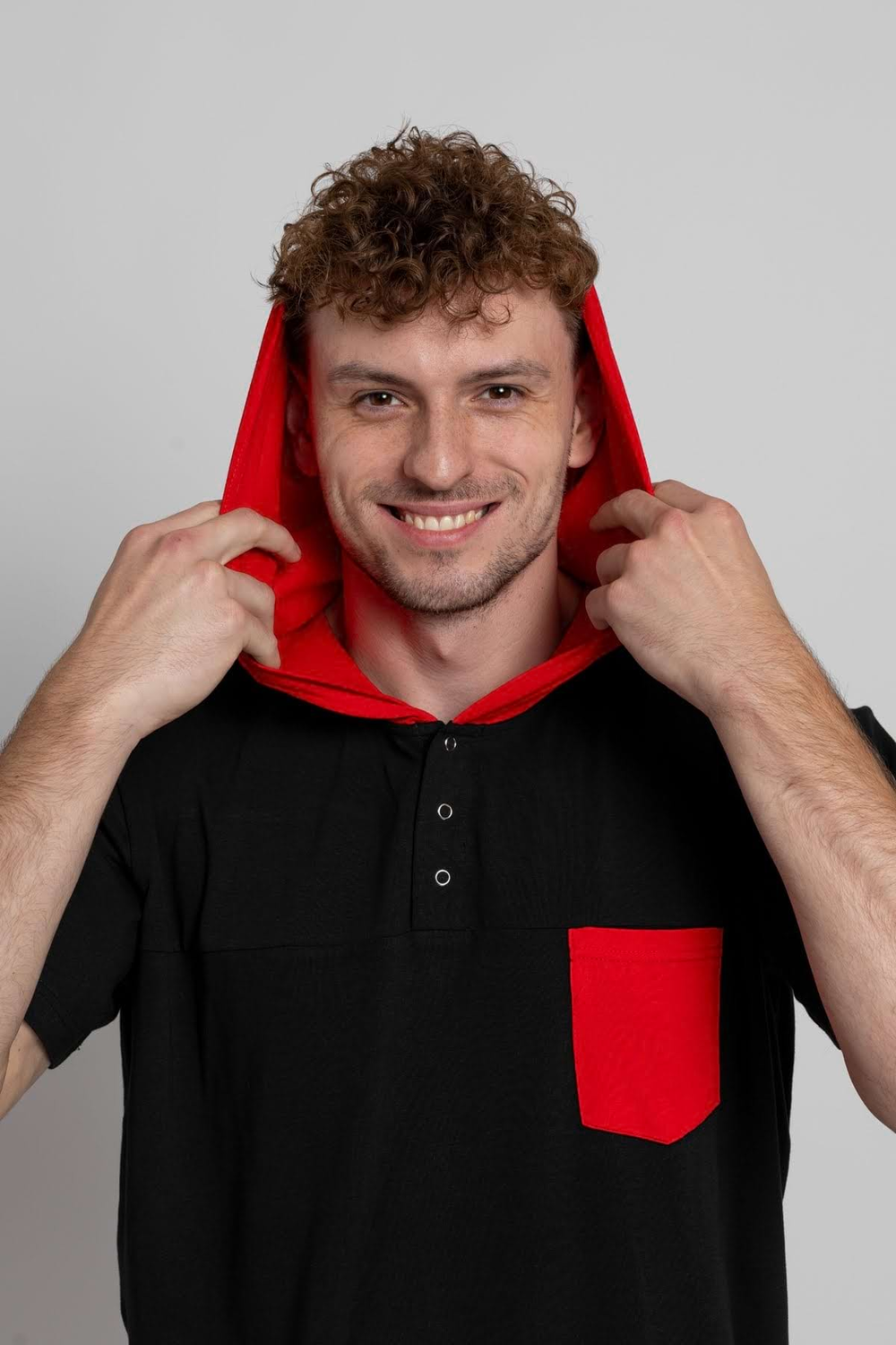 Pánská noční košile černo-červená