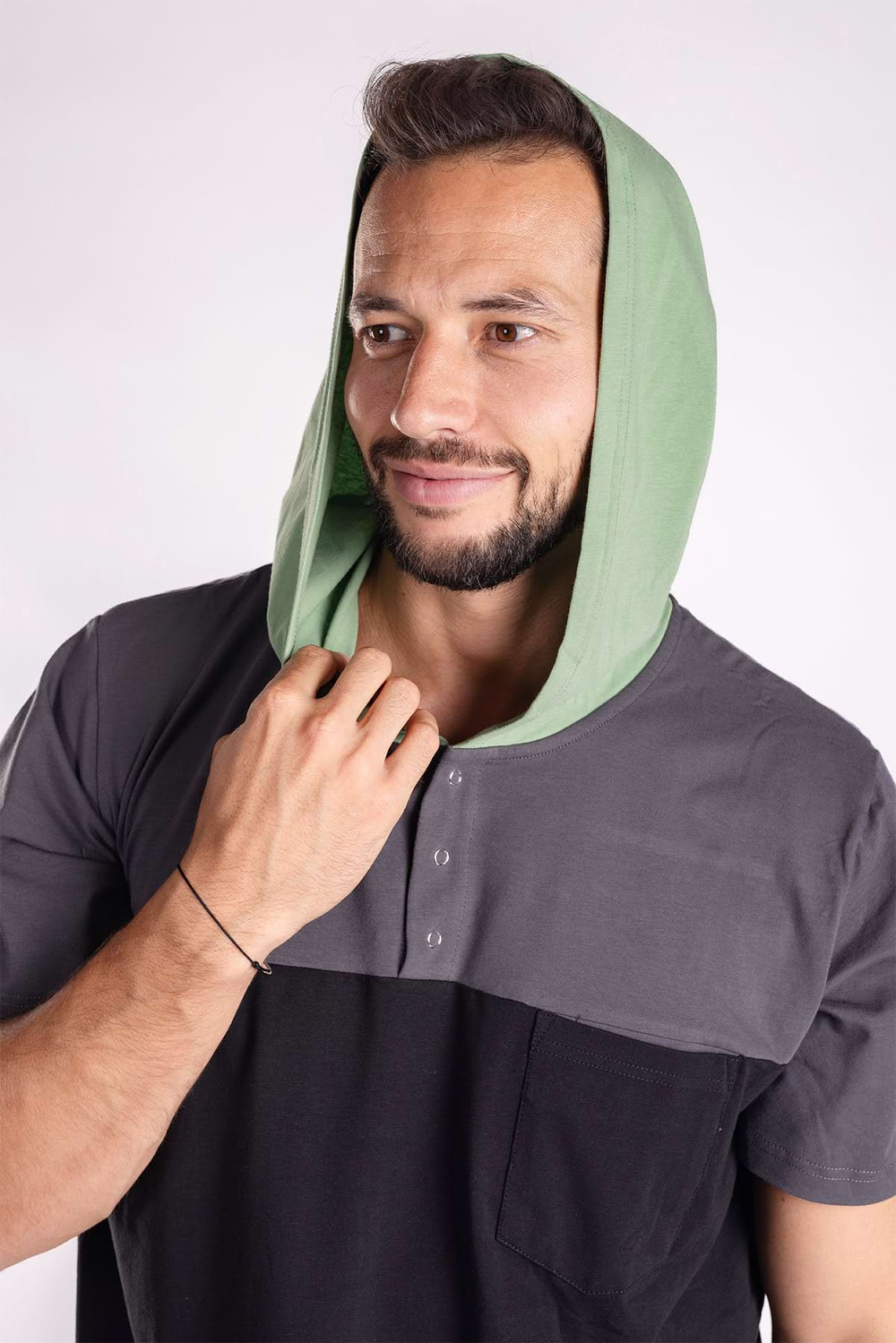 Pánská noční košile černo-zelená