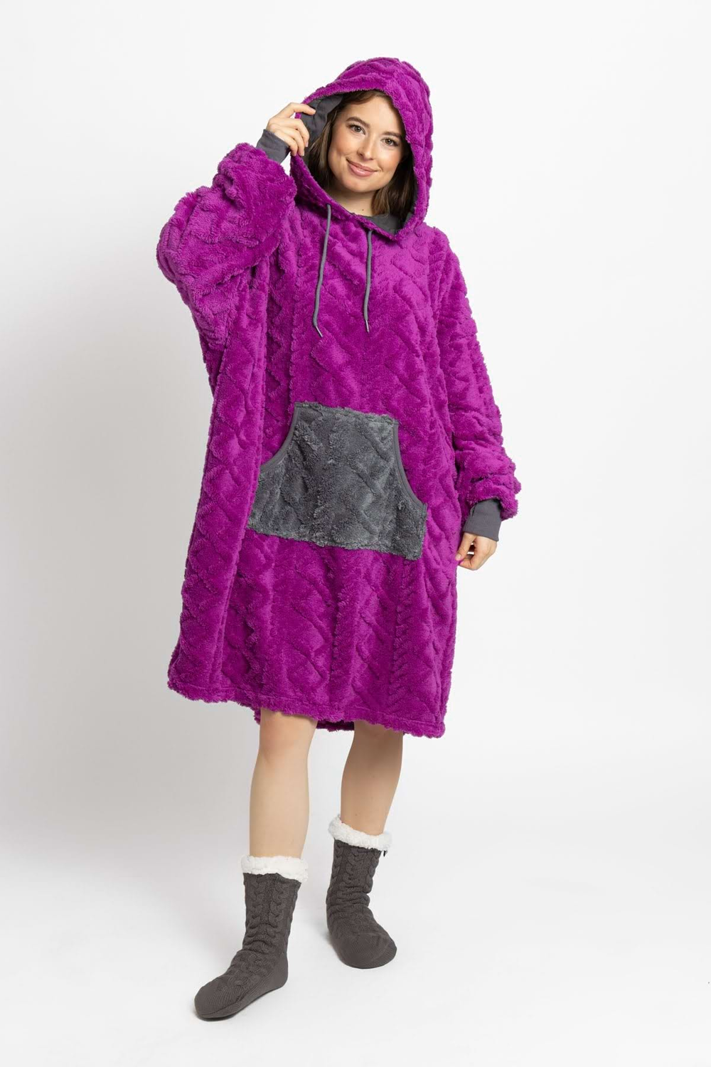 Mega mikina švestkovo-šedá