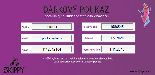 Dárkový poukaz - 1 dupačky za 1690 Kč