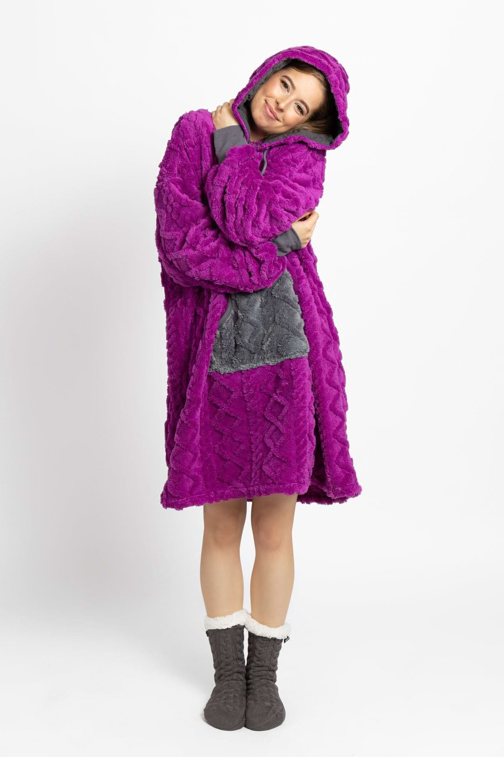 Mega mikina švestkovo-šedá