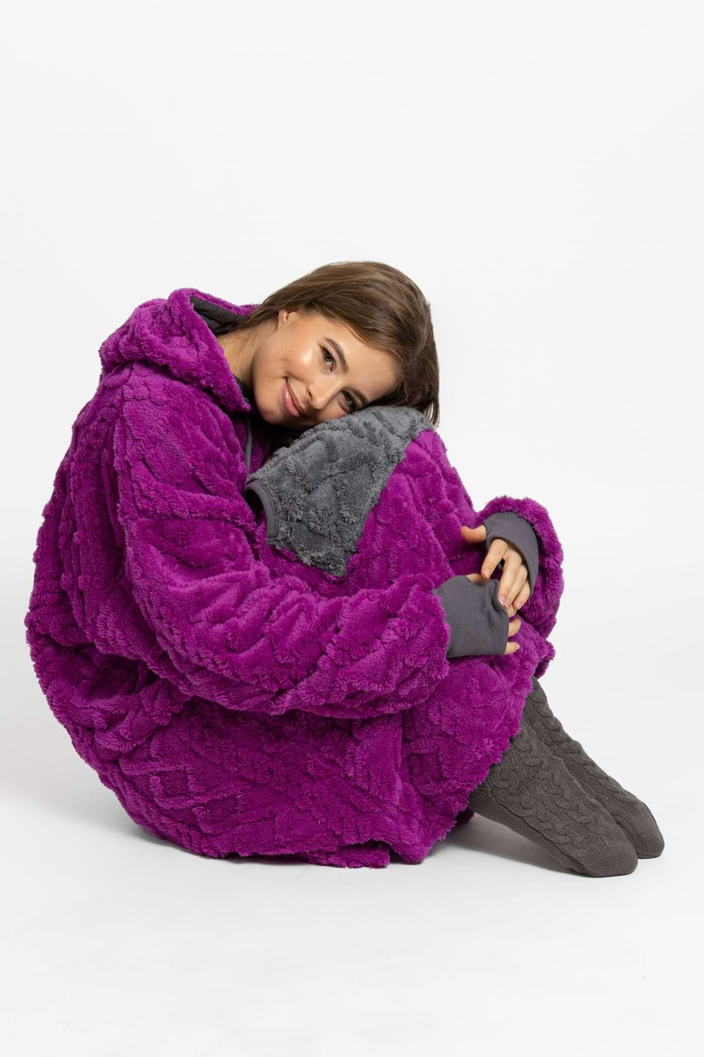 Mega mikina švestkovo-šedá