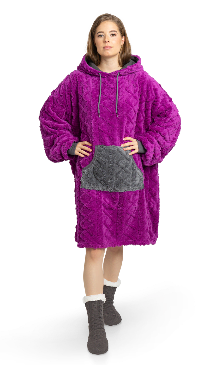 Mega mikina švestkovo-šedá