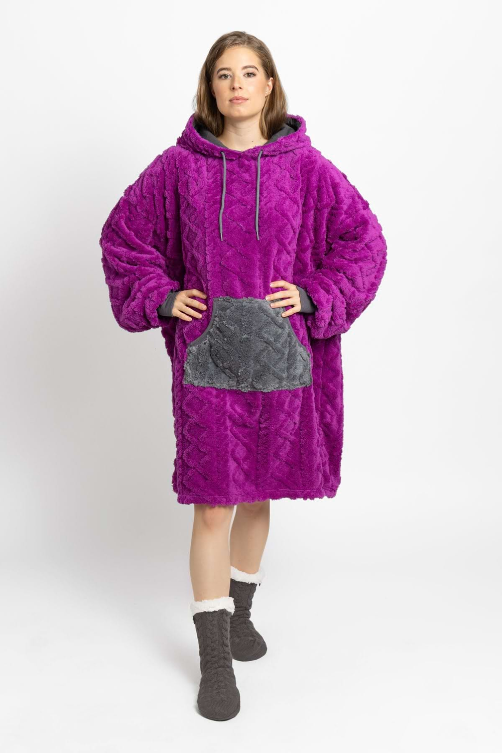 Mega mikina švestkovo-šedá