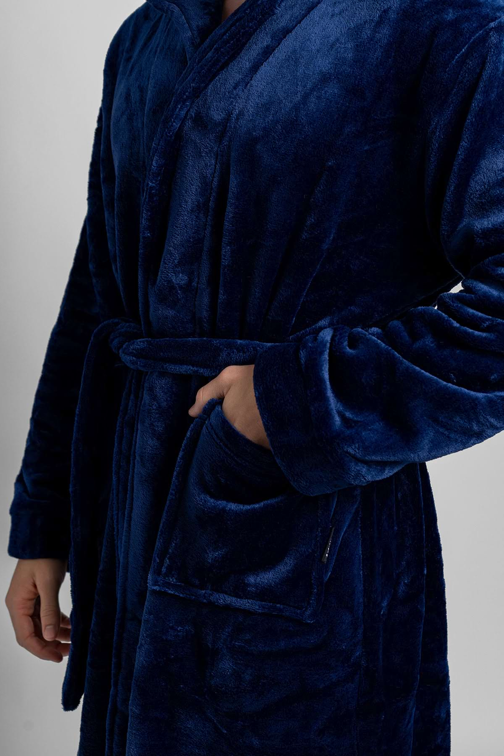 Pánský župan s kapucí tmavě modrý
