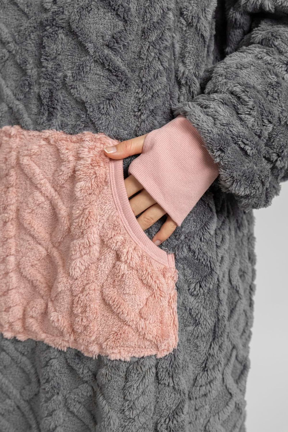 Mega mikina šedo-růžová