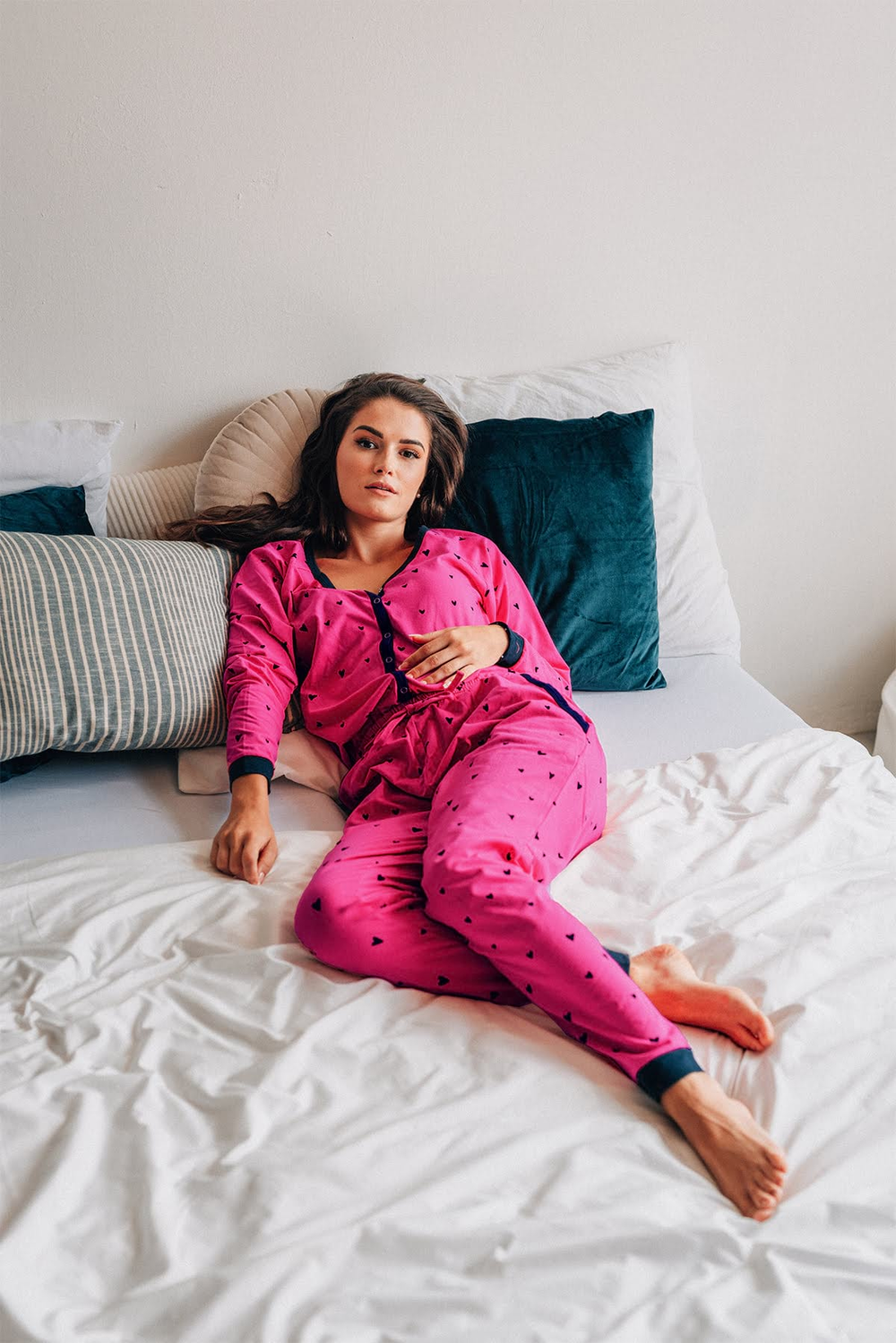 Dámský overal fuchsia srdce