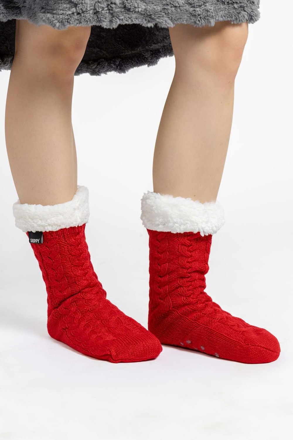 Teplé dámské ponožky červené