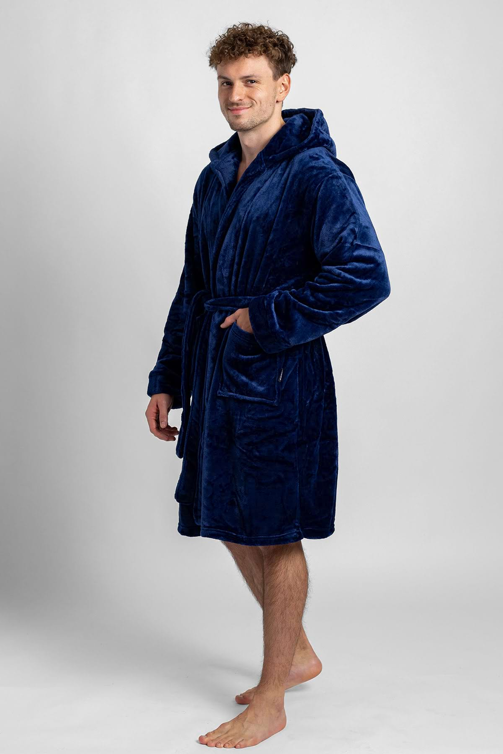 Pánský župan s kapucí tmavě modrý