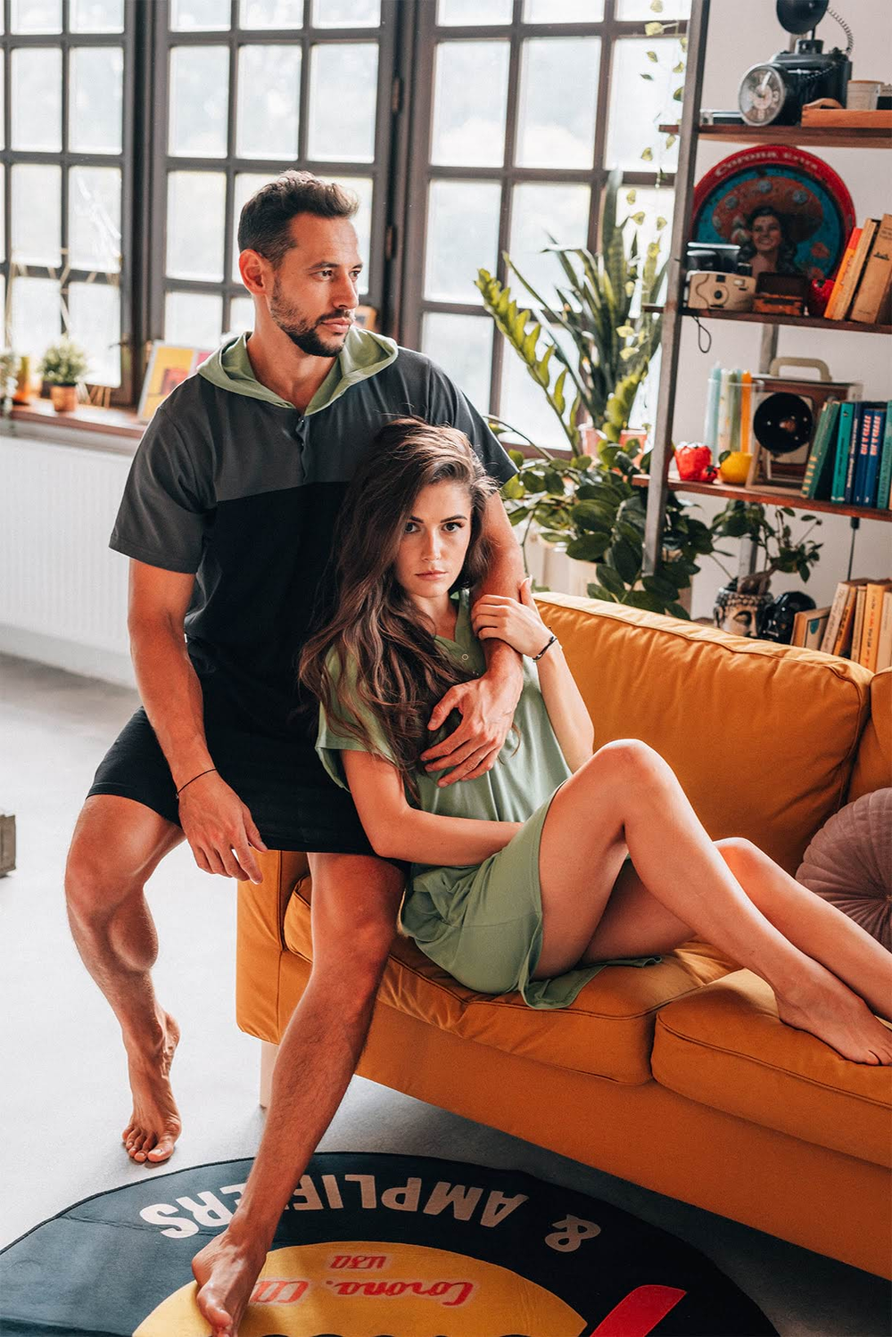 Pánská noční košile černo-zelená