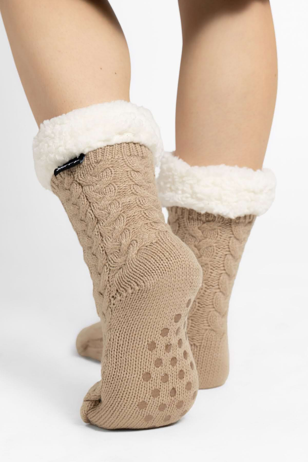 Teplé dámské ponožky krémové