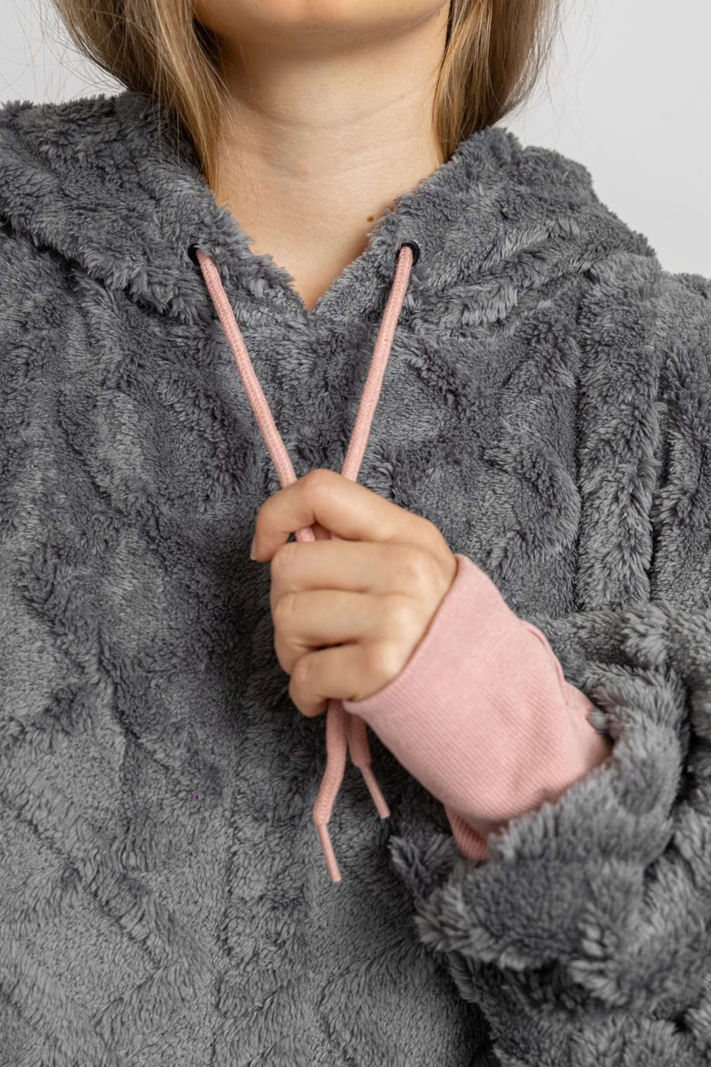 Mega mikina šedo-růžová