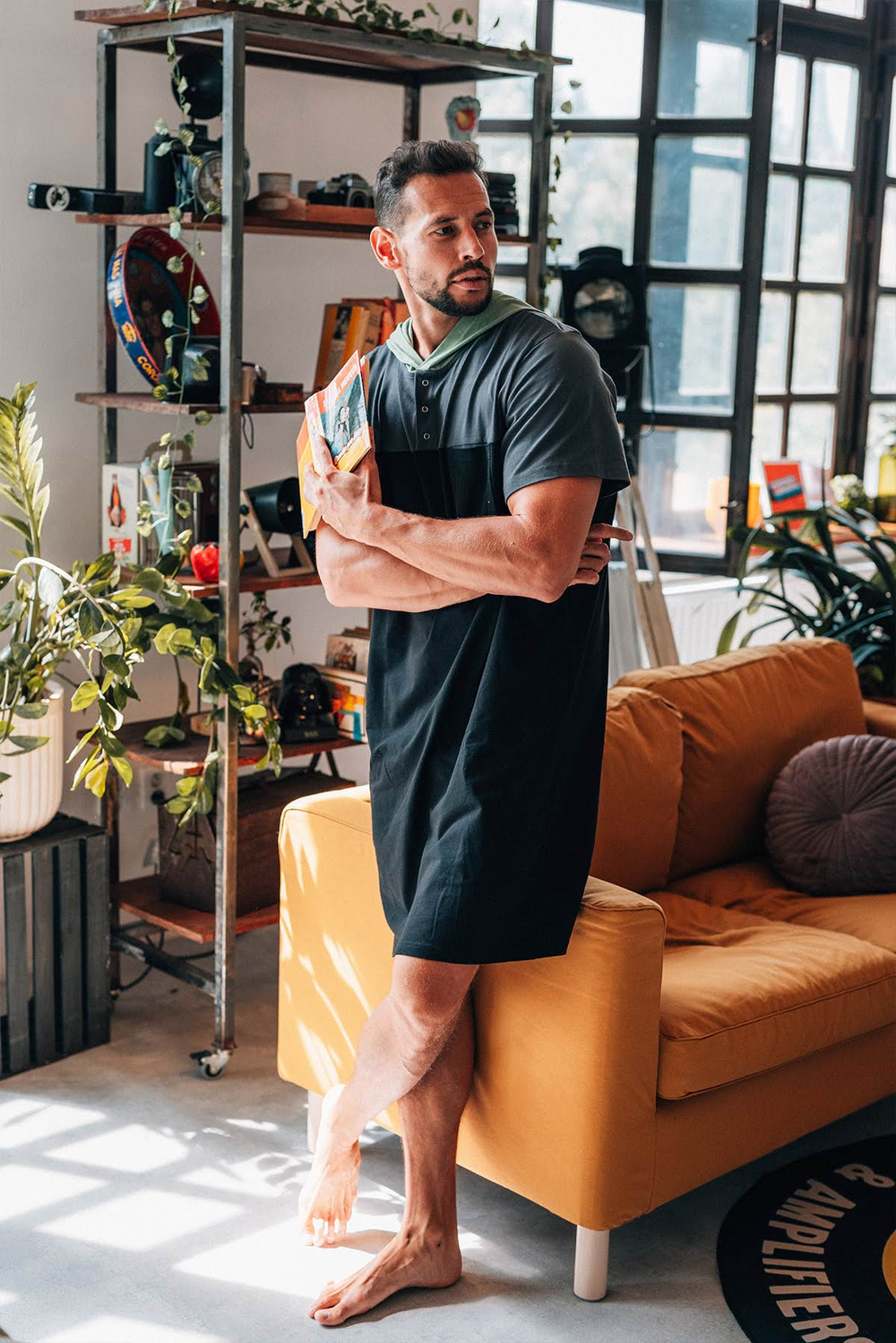 Pánská noční košile černo-zelená