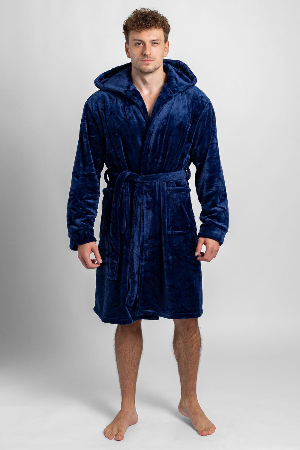 Pánský župan s kapucí tmavě modrý