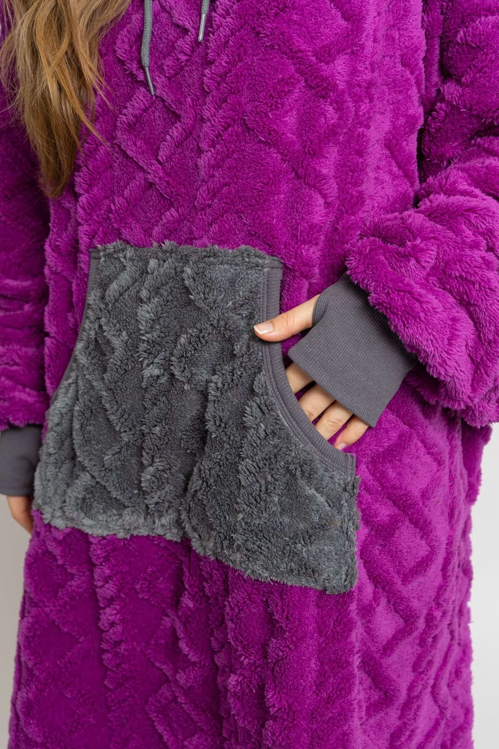 Mega mikina švestkovo-šedá