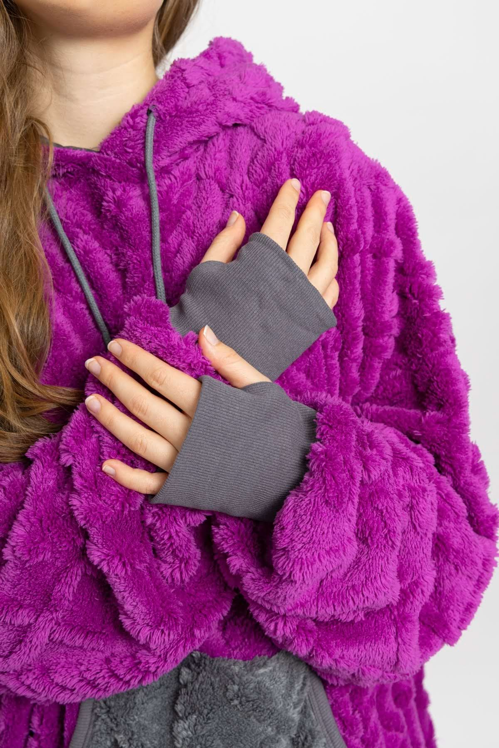 Mega mikina švestkovo-šedá