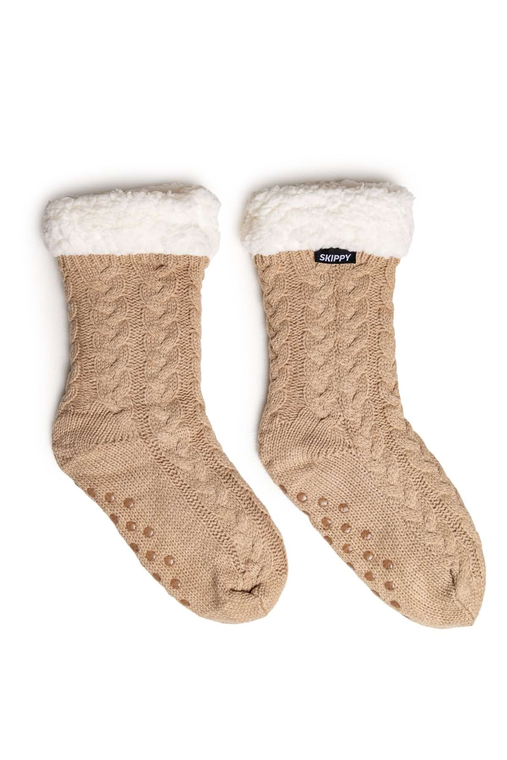 Teplé dámské ponožky krémové