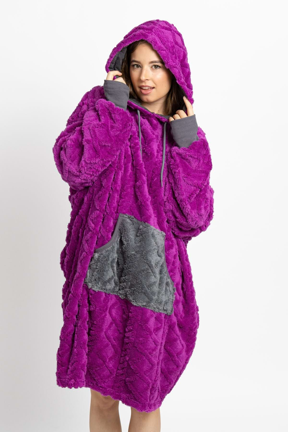 Mega mikina švestkovo-šedá